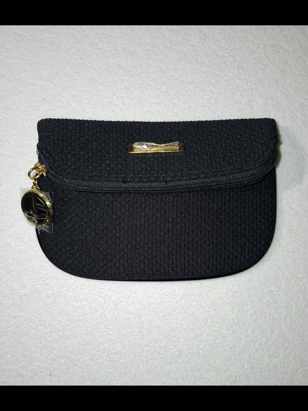 Giorgio Armani Black Woven Cosmetic Bag with Gold Charm - Picture 1 of 10